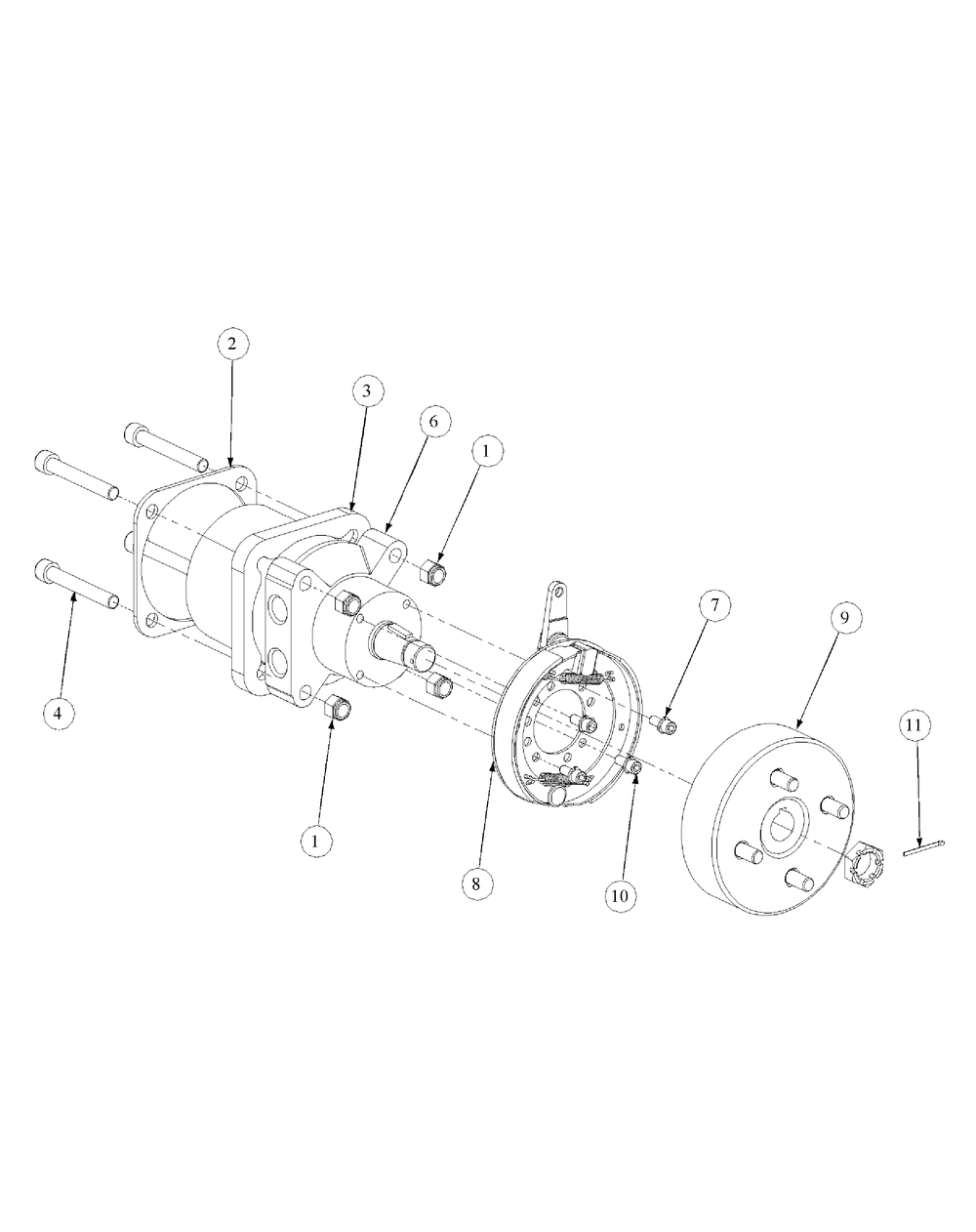 Brake Motor Mount And Hub Diagram and Parts List for M54-KW 53CB5DBW750-23HP-OHV Cub Cadet Lawn Tractor